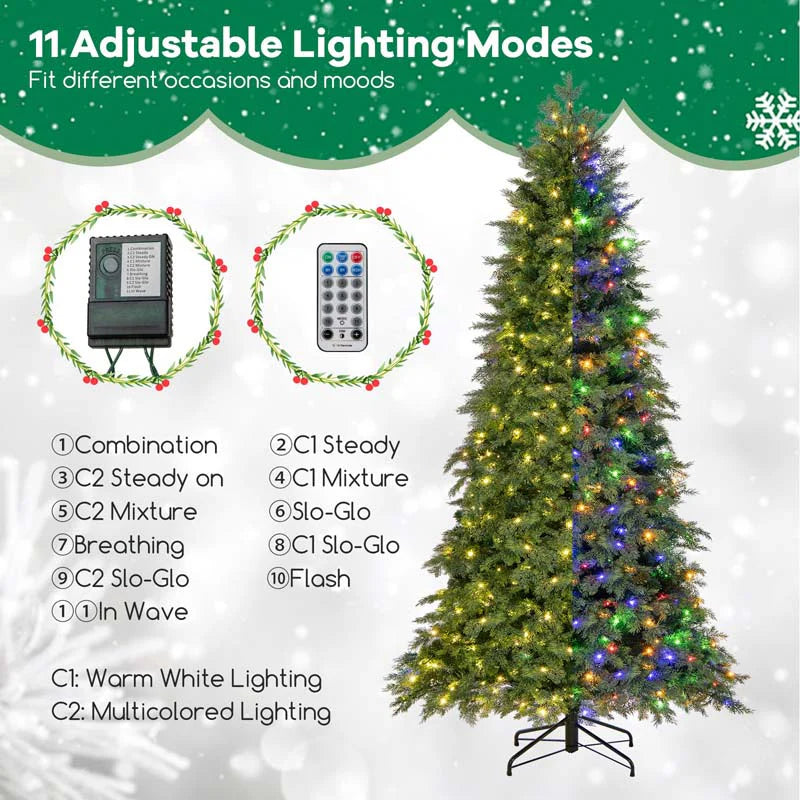 6/7.5 FT Pre-Lit Artificial Christmas Tree, PE/PVC Mixed Tips, Hinged Xmas Tree with Remote - Product image 8
