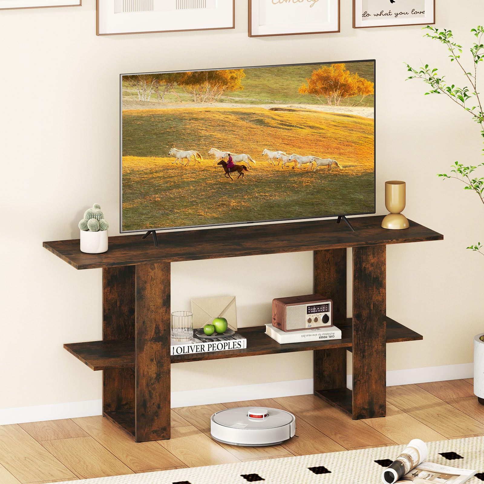 Tangkula 2-Tier TV Stand with Storage for TVs up to 55 Inch Console Table with Open Shelf - Product image 4