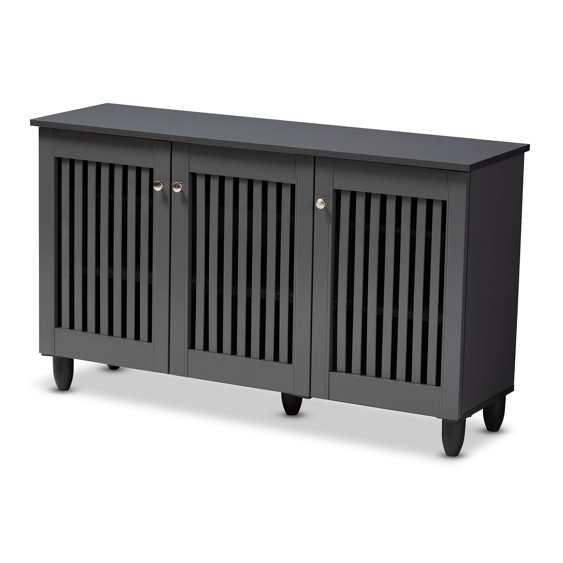 Baxton Studio Fernanda Dark Gray 3-Door Wooden Entryway Shoe Storage Wide Cabinet - Product image 1
