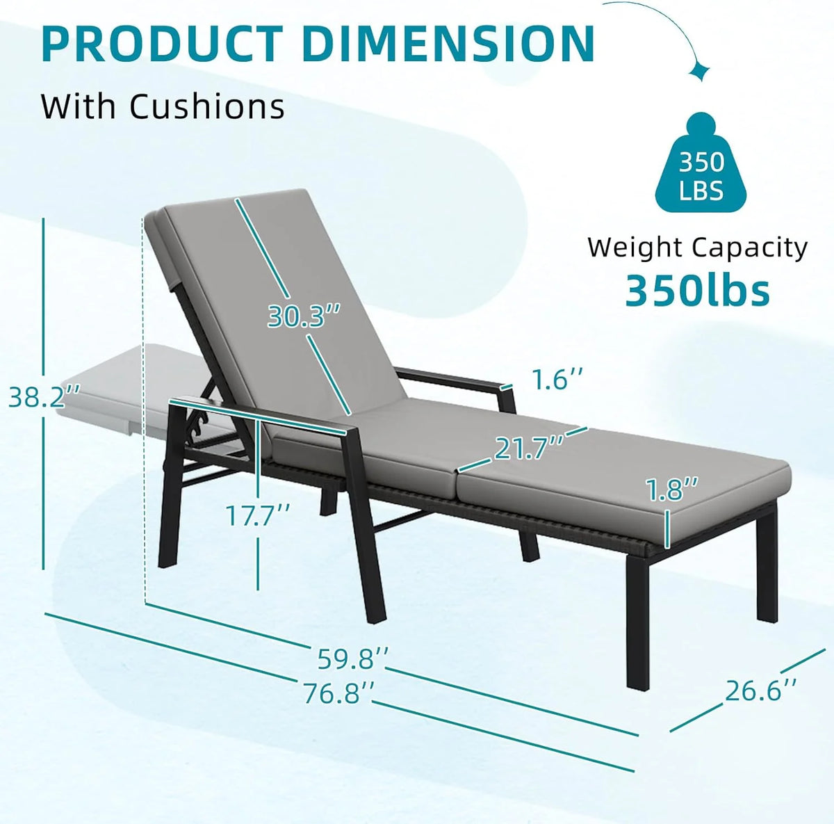 AECOJOY Chaise Lounge Chairs for Outside Set of 2, Adjustable Wicker PE Rattan Patio Pool Recliner Chair - Product image 3
