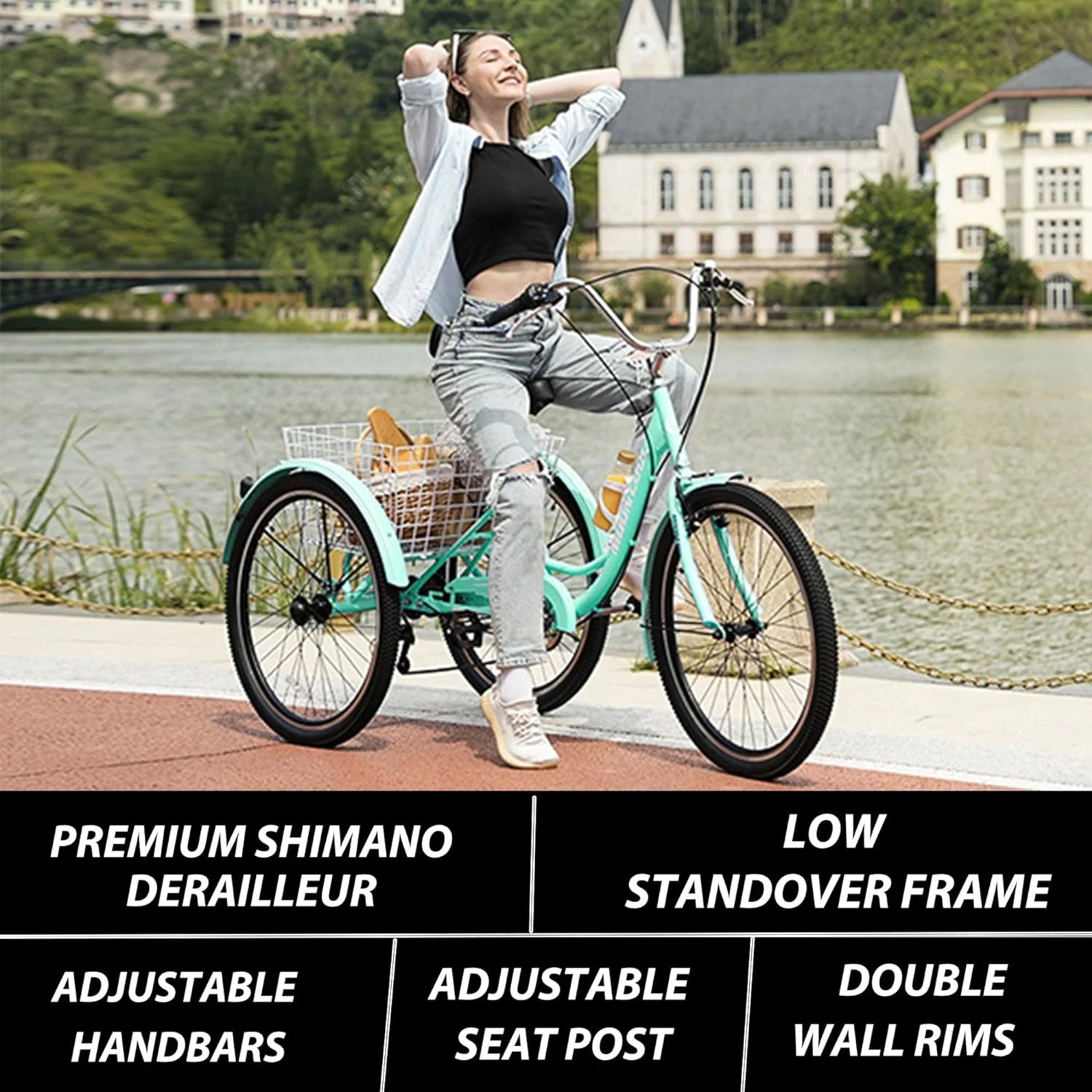 FICISOG 7 Speed Adult Tricycle for Women, 20/24/26 in Adult Trike with Basket - Product image 48