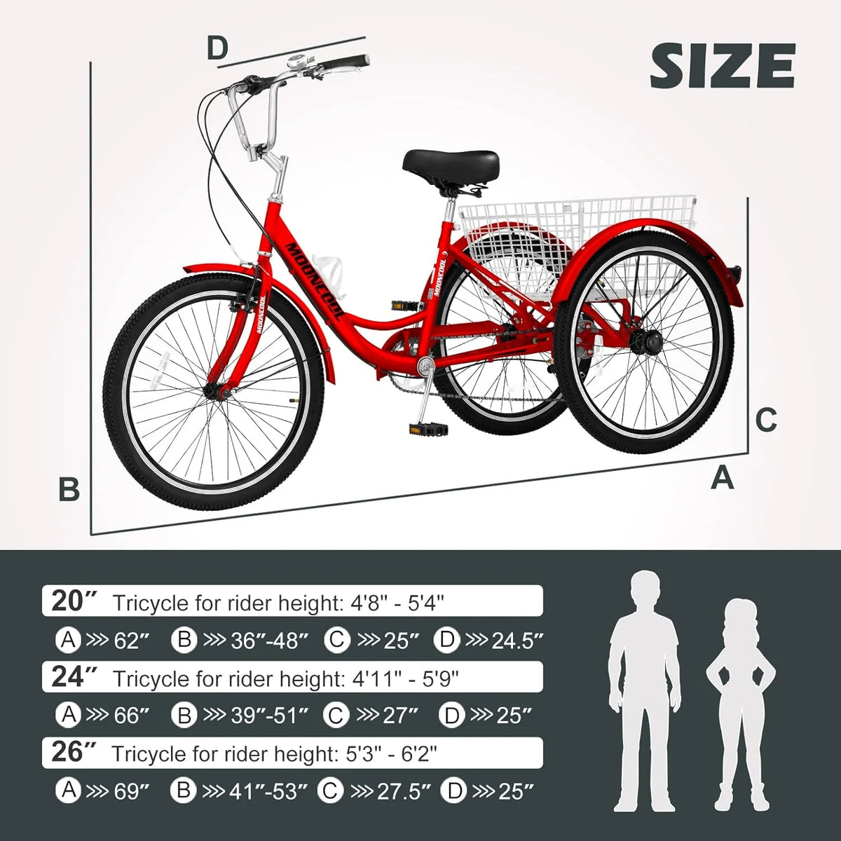 FICISOG 7 Speed Adult Tricycle for Women, 20/24/26 in Adult Trike with Basket - Product image 38