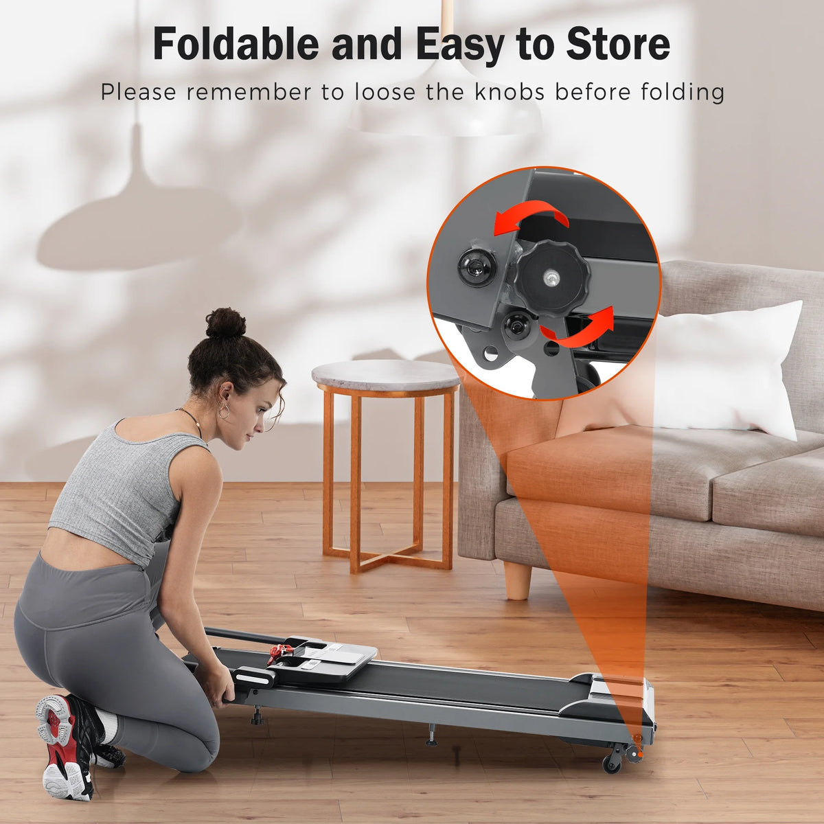 EUROCO 2.5HP Folding Treadmill with 7.5mph Speed, 265 lb Walking Exercise Treadmill with LED Display, 3 - Product image 3