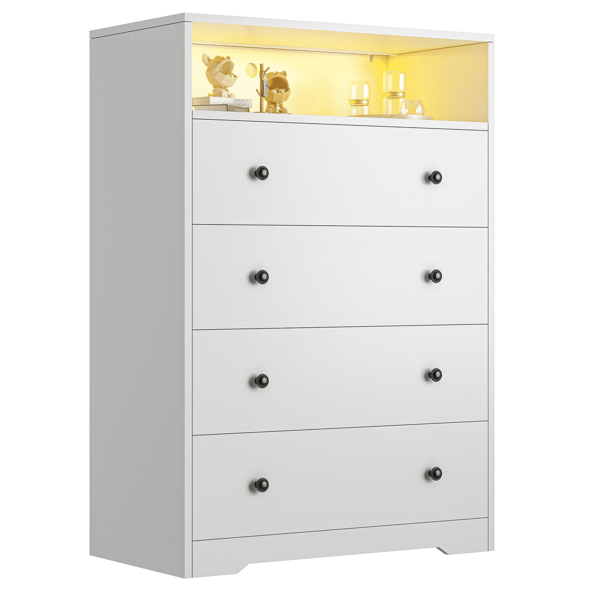 4 - Drawer Black Wood Dresser with LED Lights, Modern Chest of Drawers for Bedroom, Living Room - Product image 3