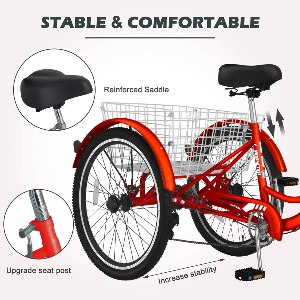FICISOG 7 Speed Adult Tricycle for Women, 20/24/26 in Adult Trike with Basket - Product image 42