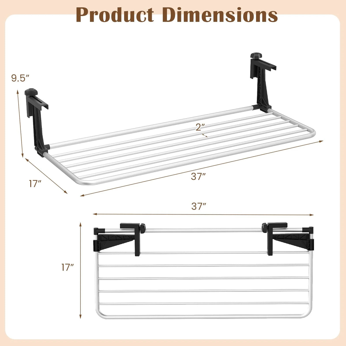 Tangkula Portable Clothes Drying Rack - Extendable Radiator Clothes Airer with Robust Aluminum Frame for - Product image 3