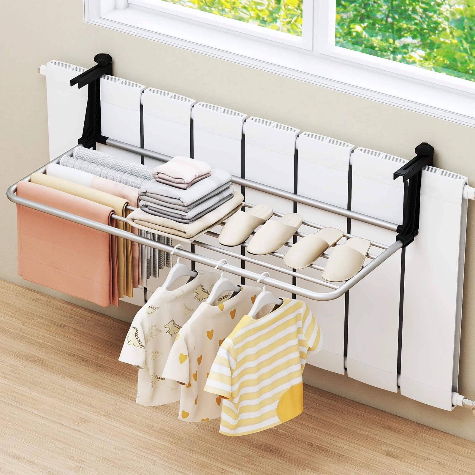 Tangkula Portable Clothes Drying Rack - Extendable Radiator Clothes Airer with Robust Aluminum Frame for - Product image 2