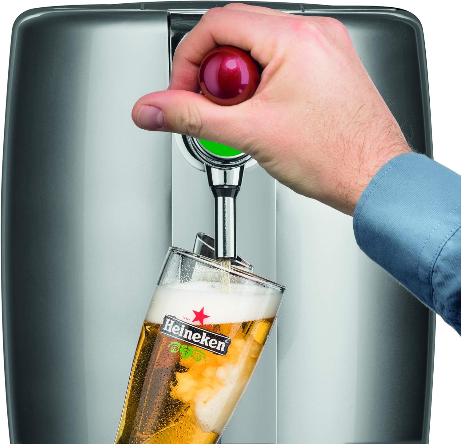 Krups BeerTender Silver and chrome Beer machine Pressure for home Beer tap Beer pump Box 2 glasses YY2931FD