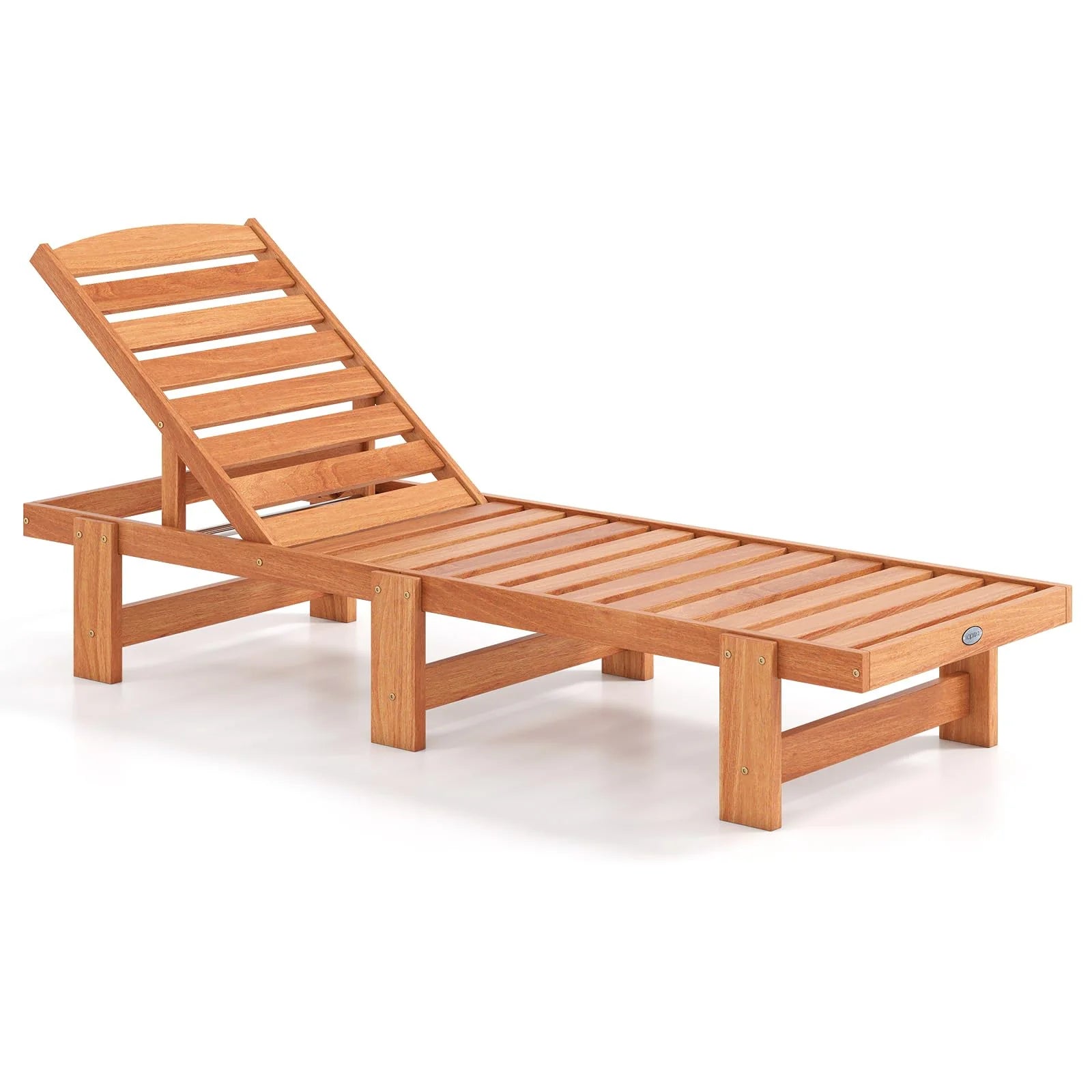 Tangkula Solid Wood Patio Chaise Lounge with 5-Level Adjustable Backrest (1/2) - Product image 1