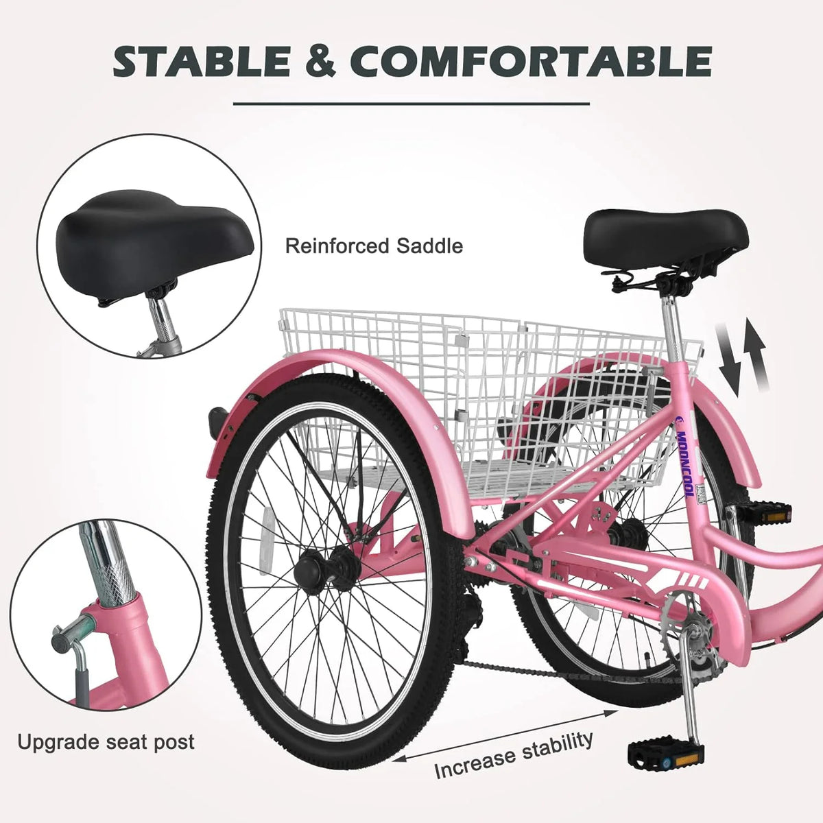 FICISOG 7 Speed Adult Tricycle for Women, 20/24/26 in Adult Trike with Basket - Product image 23