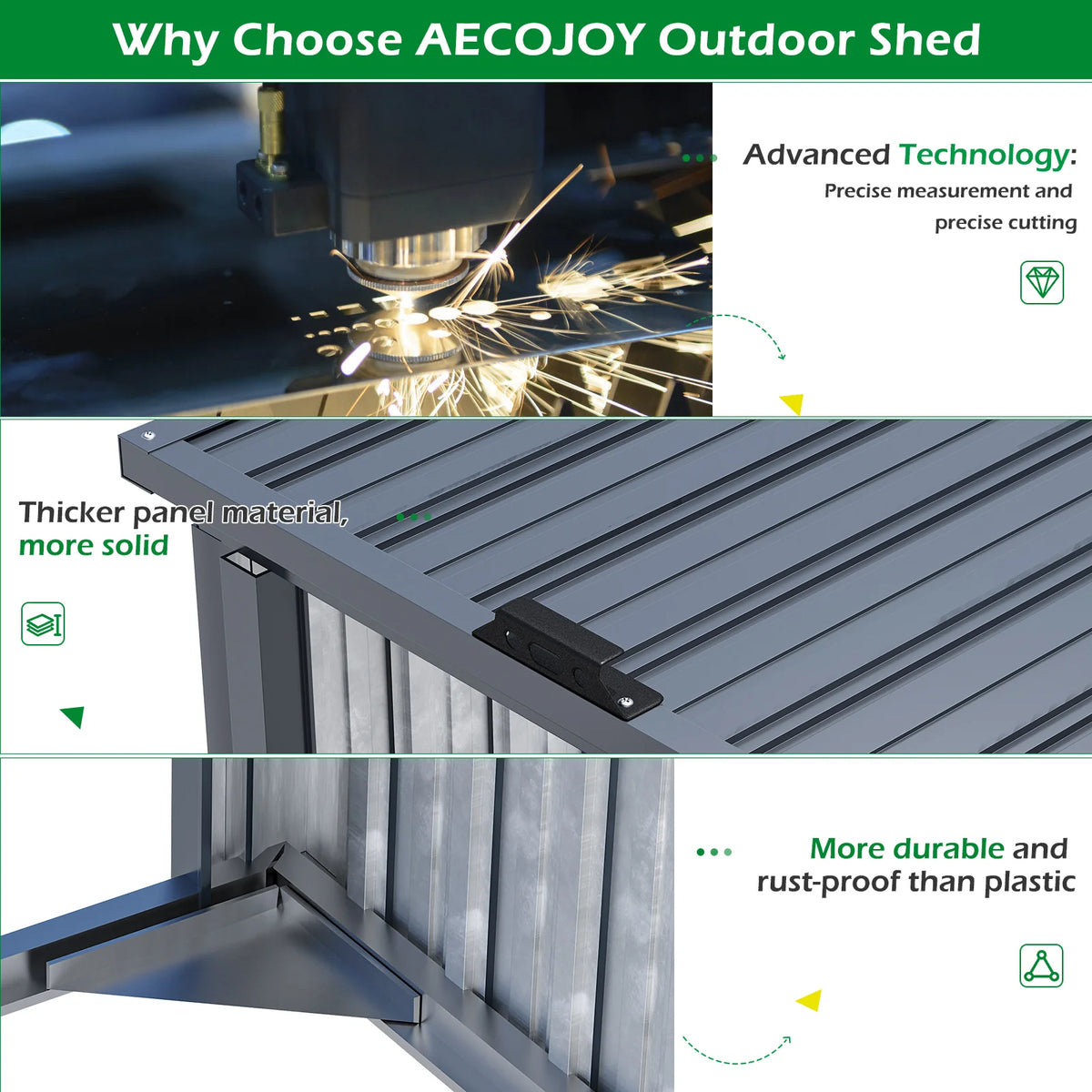 AECOJOY 73 Cu.Ft Outdoor Trash Can Storage Shed for 3 Garbage Cans - Product image 6