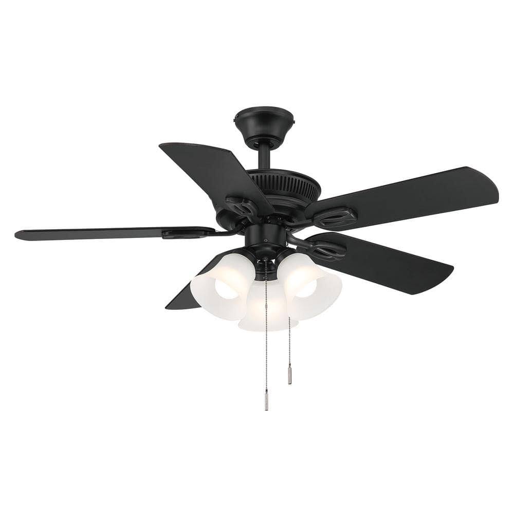 Hampton Bay Glendale III 42 in. LED Indoor Matte Black Ceiling Fan with Light and Pull Chains Included - Product image 1