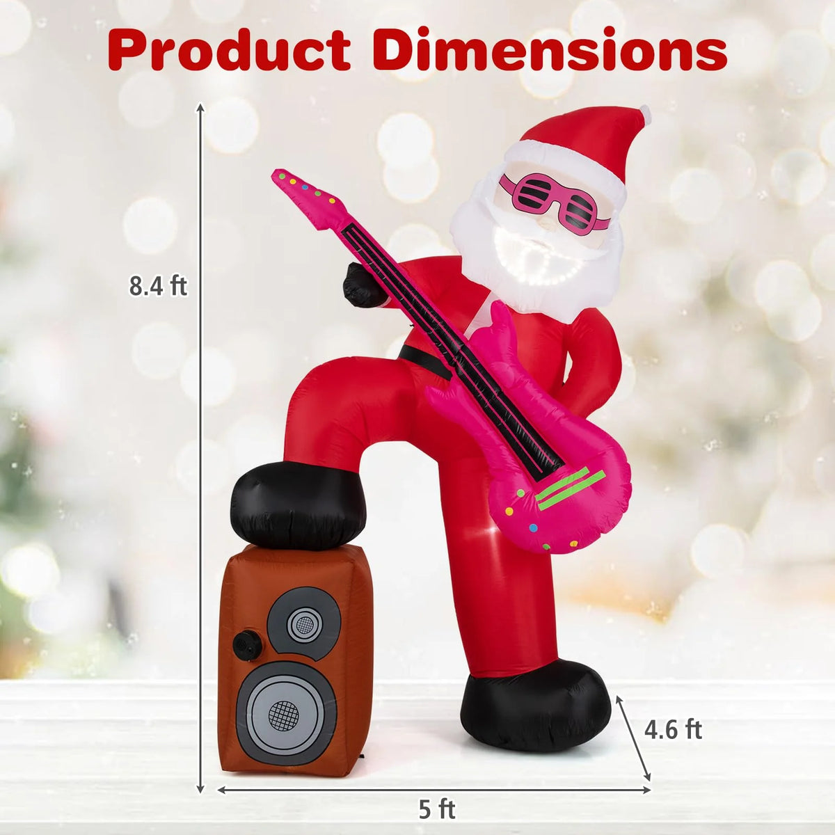 Tangkula 8.4 ft Inflatable Santa Claus Playing Guitar for Christmas - Product image 3