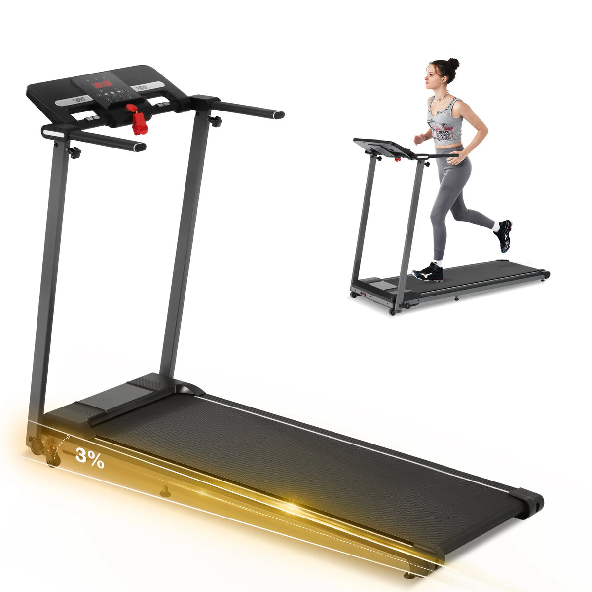 EUROCO 2.5HP Folding Treadmill with 7.5mph Speed, 265 lb Walking Exercise Treadmill with LED Display, 3 - Product image 2