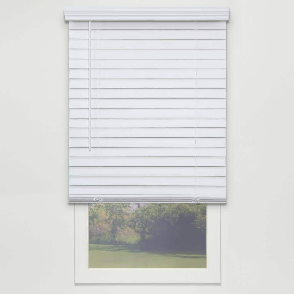 Perfect Lift Window Treatment Cut-to-Width White 2in. Cordless Faux Wood Blind - 24.5in. W x 48in - Product image 1