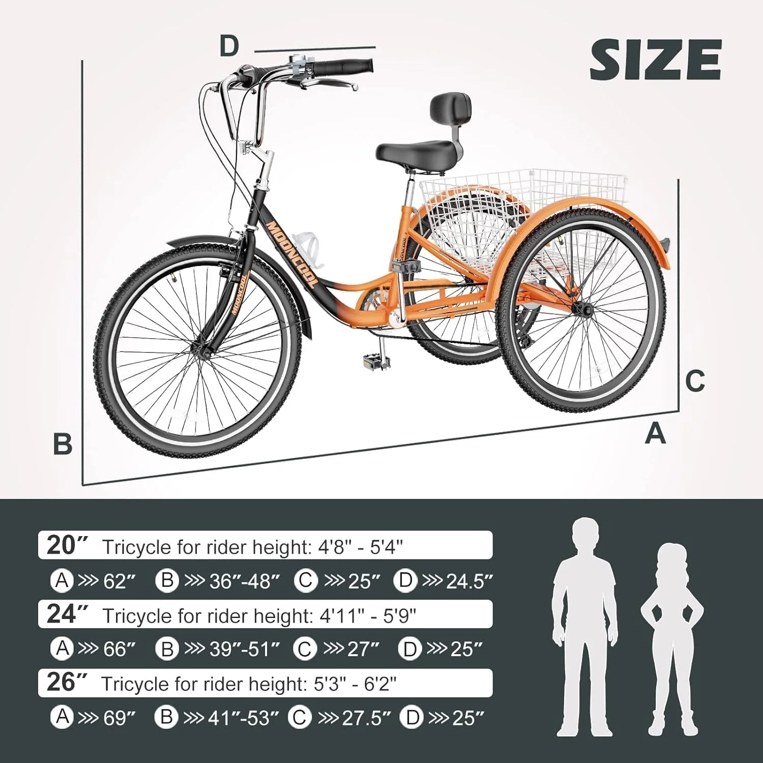 FICISOG 7 Speed Adult Tricycle for Women, 20/24/26 in Adult Trike with Basket - Product image 55