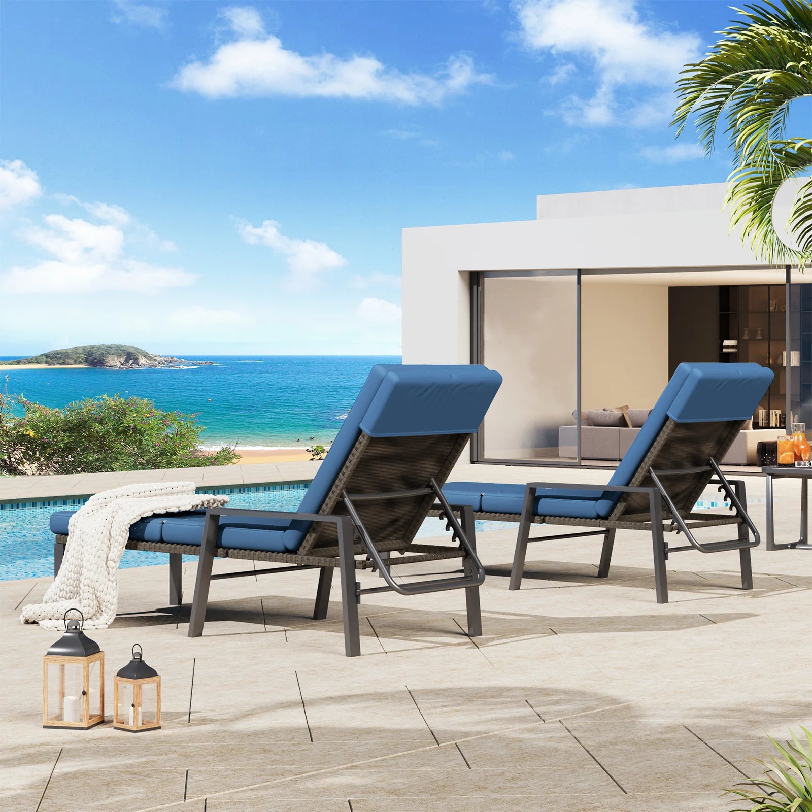 AECOJOY Chaise Lounge Chairs for Outside Set of 2, Adjustable Wicker PE Rattan Patio Pool Recliner Chair - Product image 12