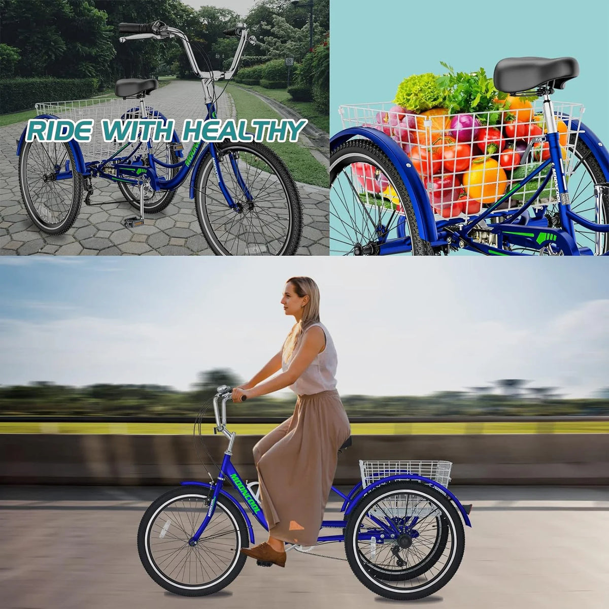 FICISOG 7 Speed Adult Tricycle for Women, 20/24/26 in Adult Trike with Basket - Product image 37
