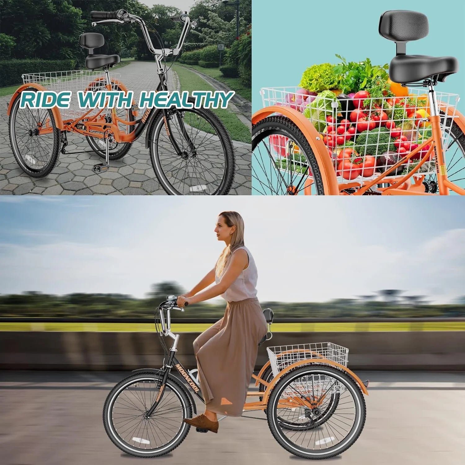 FICISOG 7 Speed Adult Tricycle for Women, 20/24/26 in Adult Trike with Basket - Product image 59