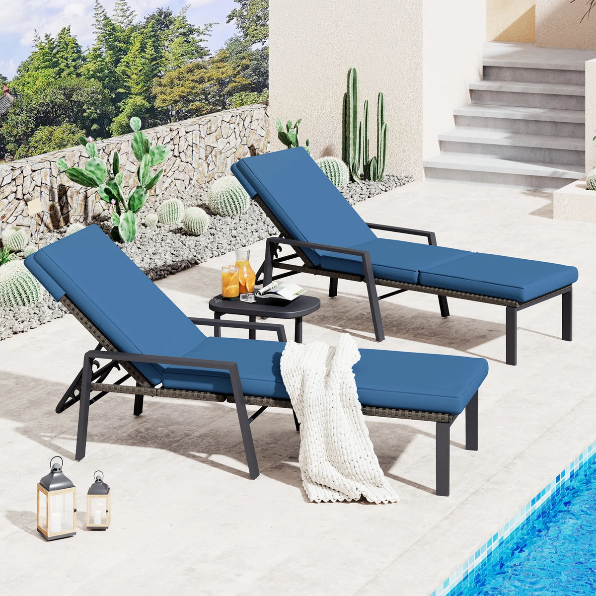 AECOJOY Chaise Lounge Chairs for Outside Set of 2, Adjustable Wicker PE Rattan Patio Pool Recliner Chair - Product image 11