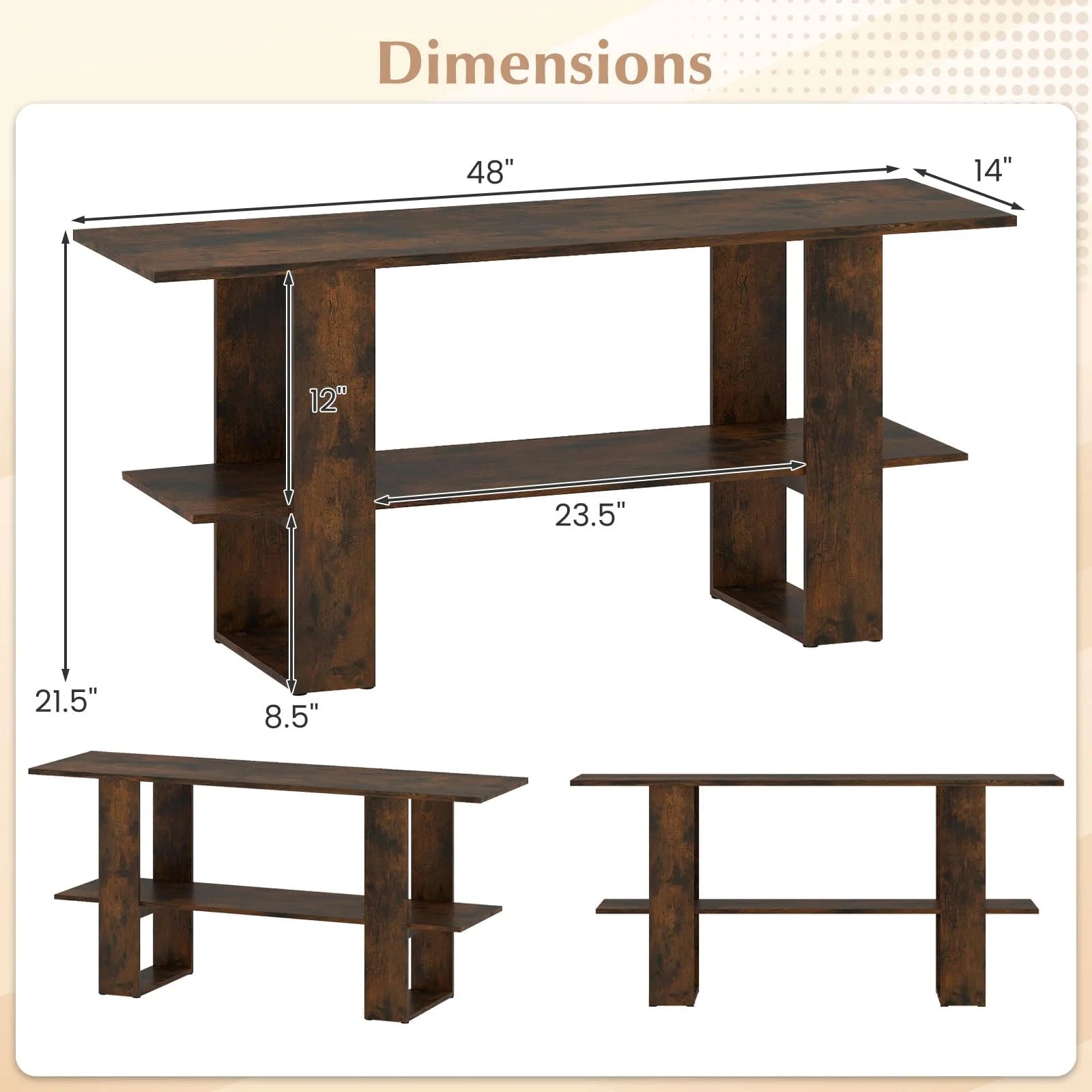 Tangkula 2-Tier TV Stand with Storage for TVs up to 55 Inch Console Table with Open Shelf - Product image 3