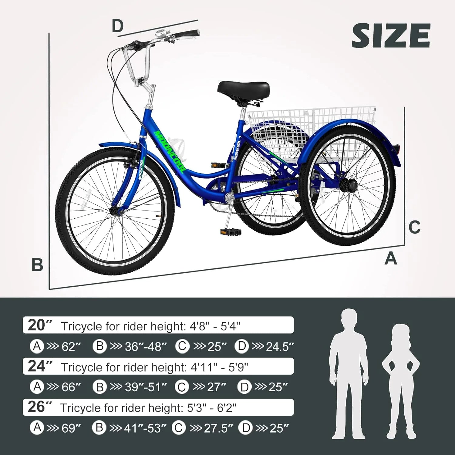 FICISOG 7 Speed Adult Tricycle for Women, 20/24/26 in Adult Trike with Basket - Product image 30
