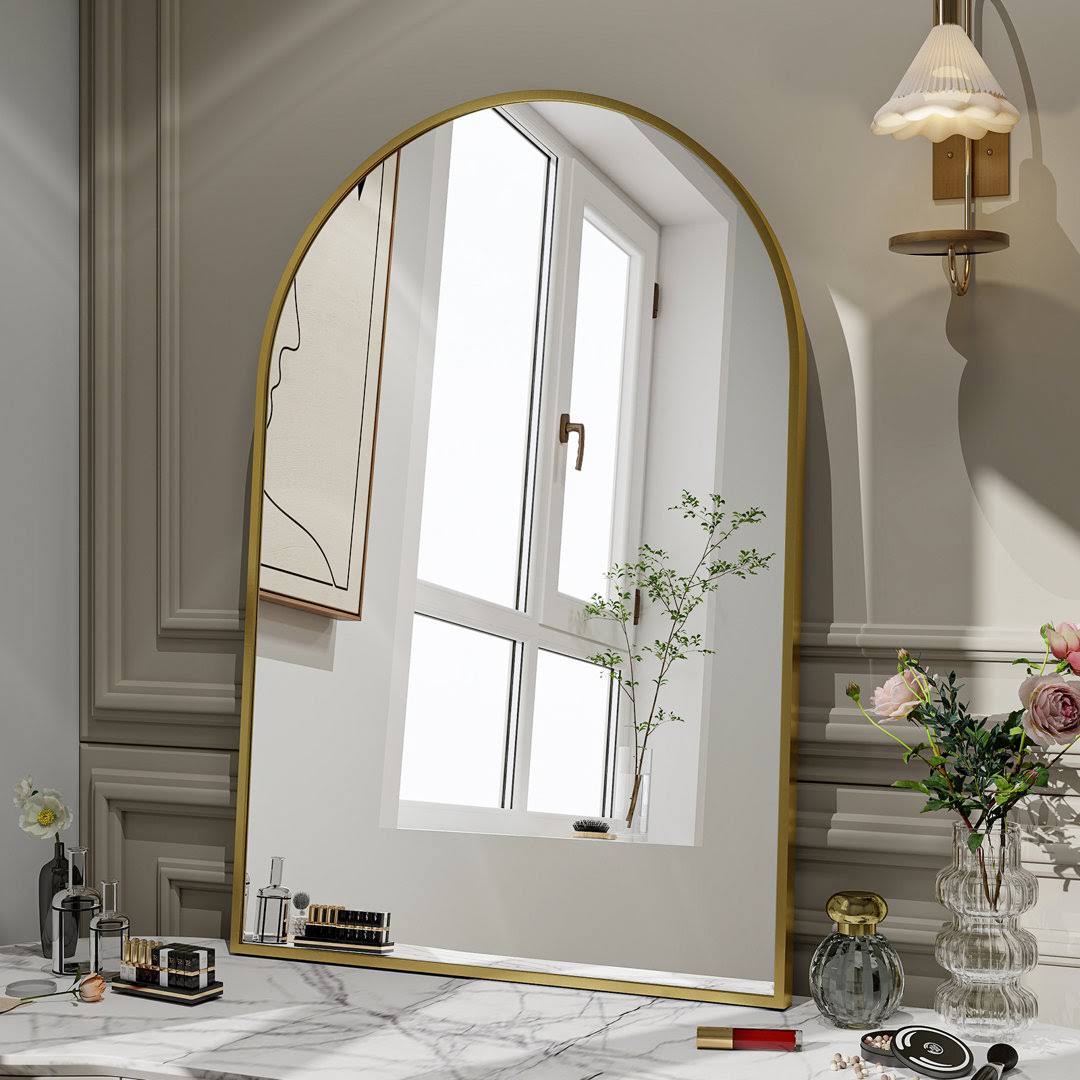 Rasto Metal Framed Wall Mounted Bathroom / Vanity Mirror Everly Quinn Size: 30" x 20", Finish: Gold - Product image 1