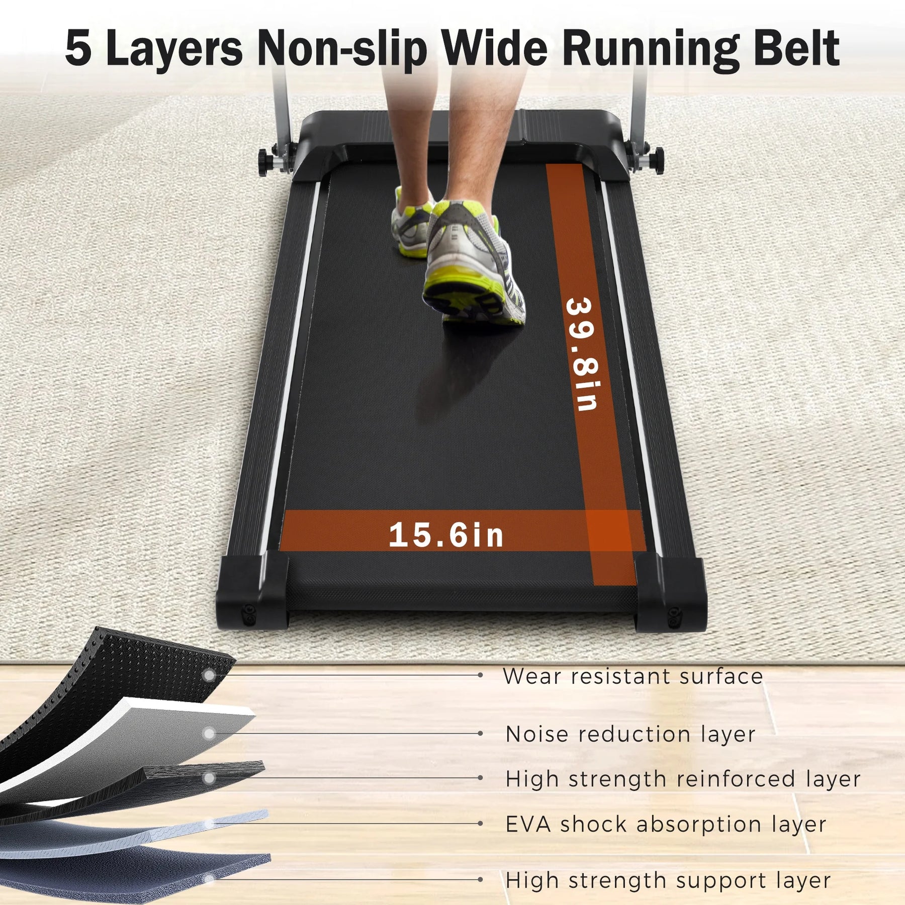 EUROCO 2.5HP Folding Treadmill with 7.5mph Speed, 265 lb Walking Exercise Treadmill with LED Display, 3 - Product image 8