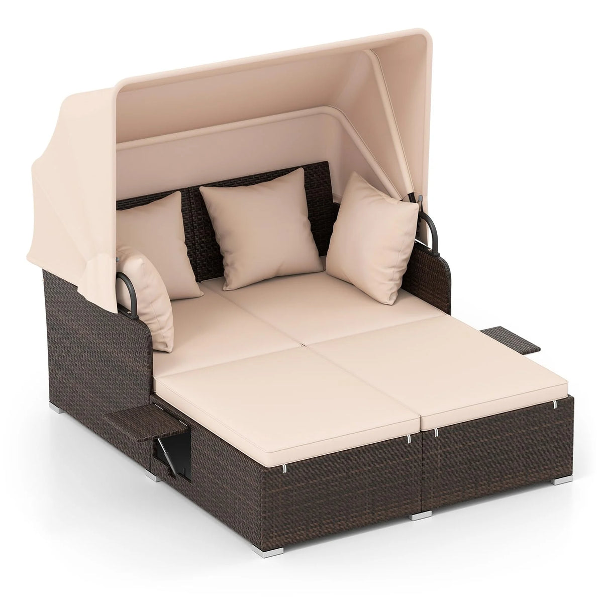 Tangkula Patio Rattan Daybed with Retractable Canopy - Product image 1