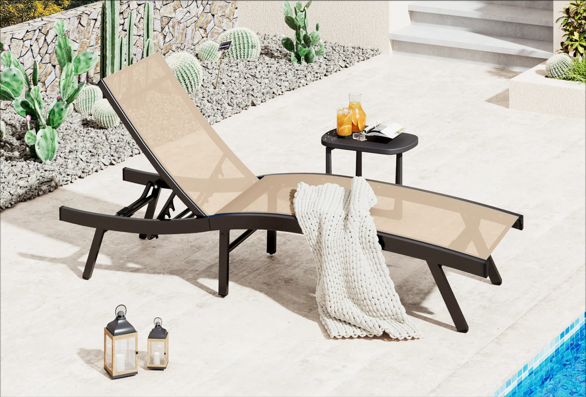 AECOJOY Outdoor Chaise Lounge, All Weather Pool Lounge Chairs Ergonomic Design (Beige, 2 PCs) - Product image 6