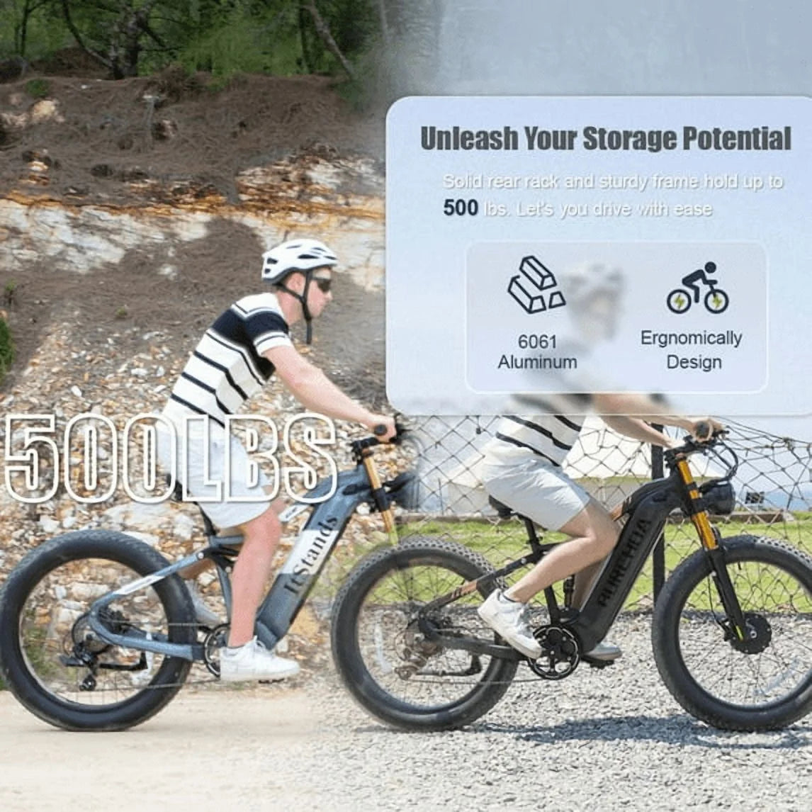 Dual Motors AWD 2000W Electric Bike for Adult 26'', UL2849 48V 60AH Removable Battery E - Product image 21