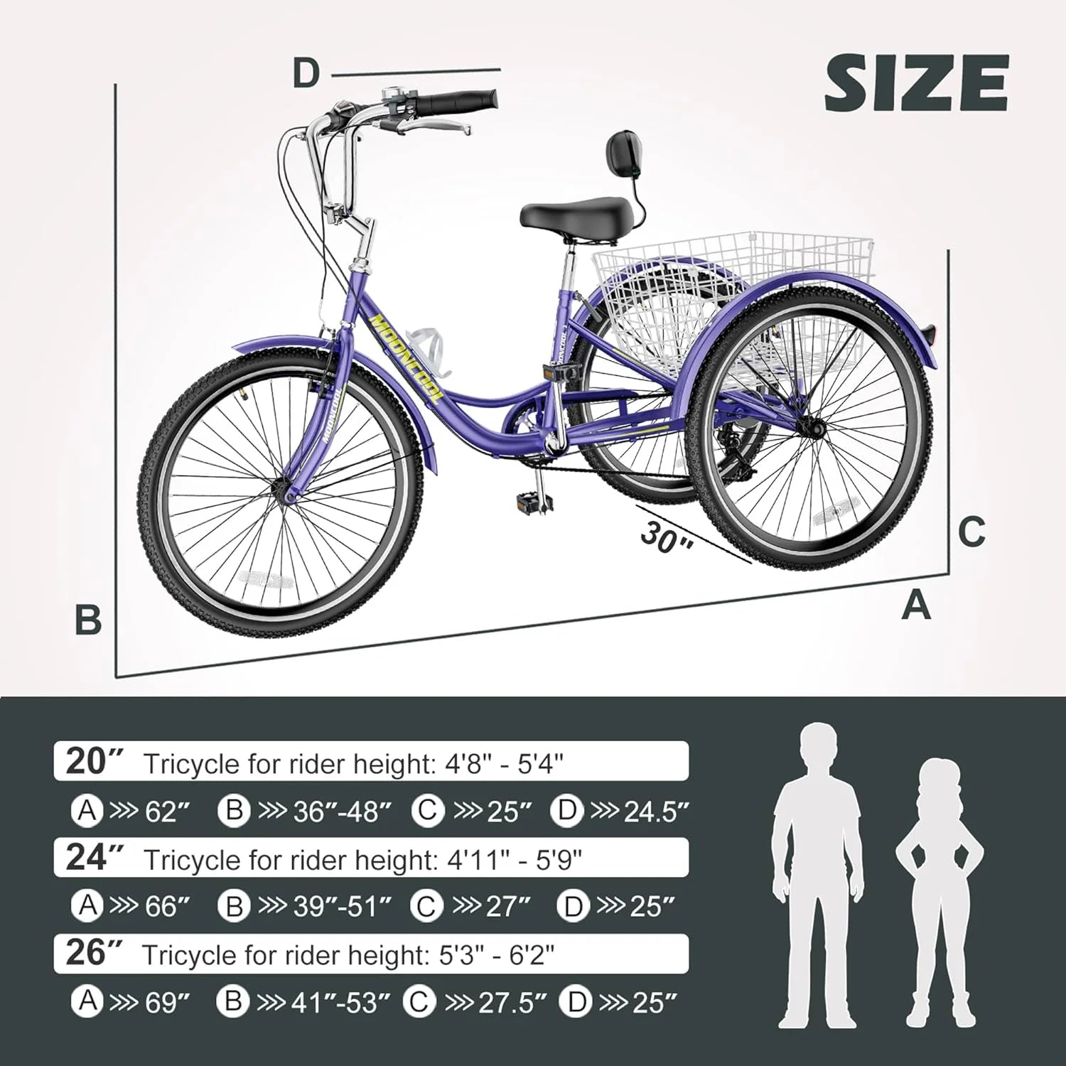 FICISOG 7 Speed Adult Tricycle for Women, 20/24/26 in Adult Trike with Basket - Product image 25
