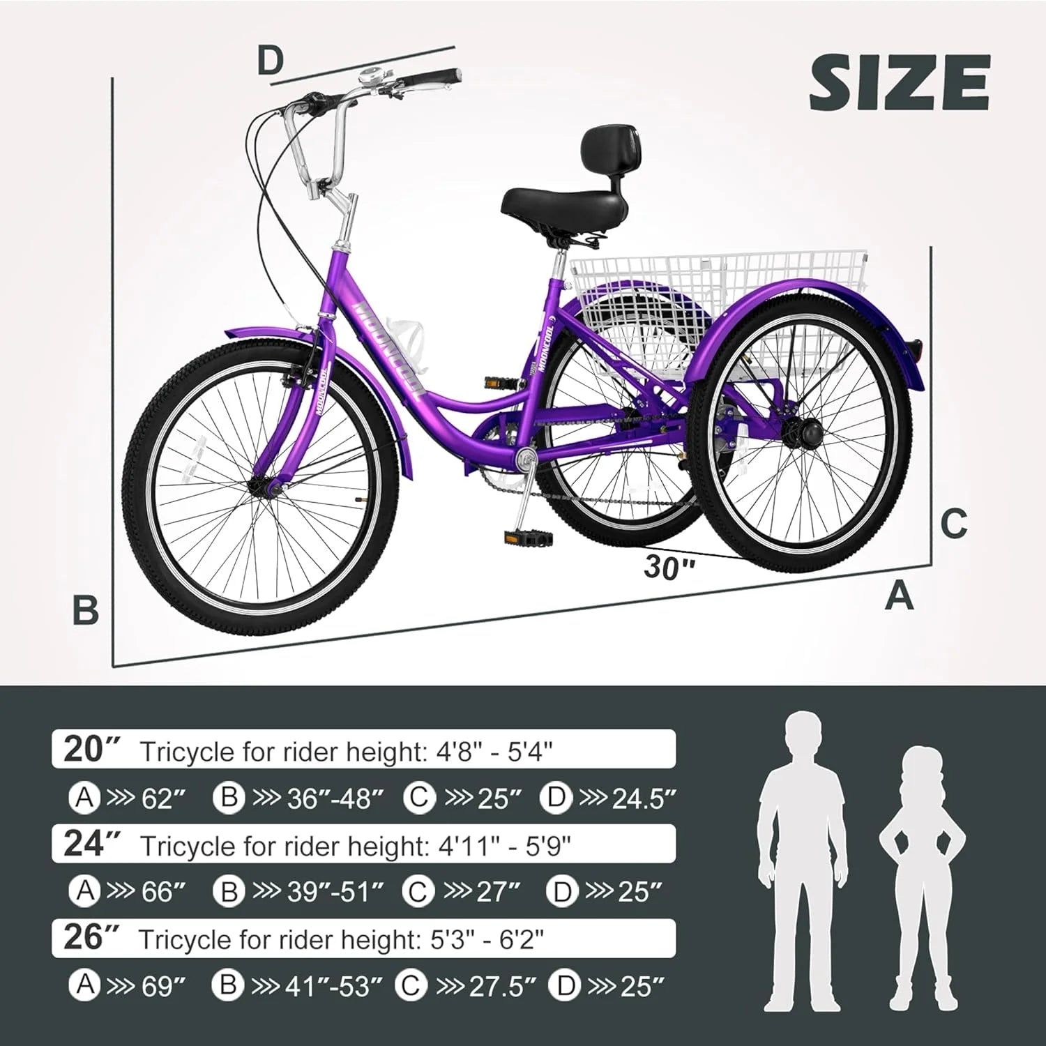 FICISOG 7 Speed Adult Tricycle for Women, 20/24/26 in Adult Trike with Basket - Product image 60