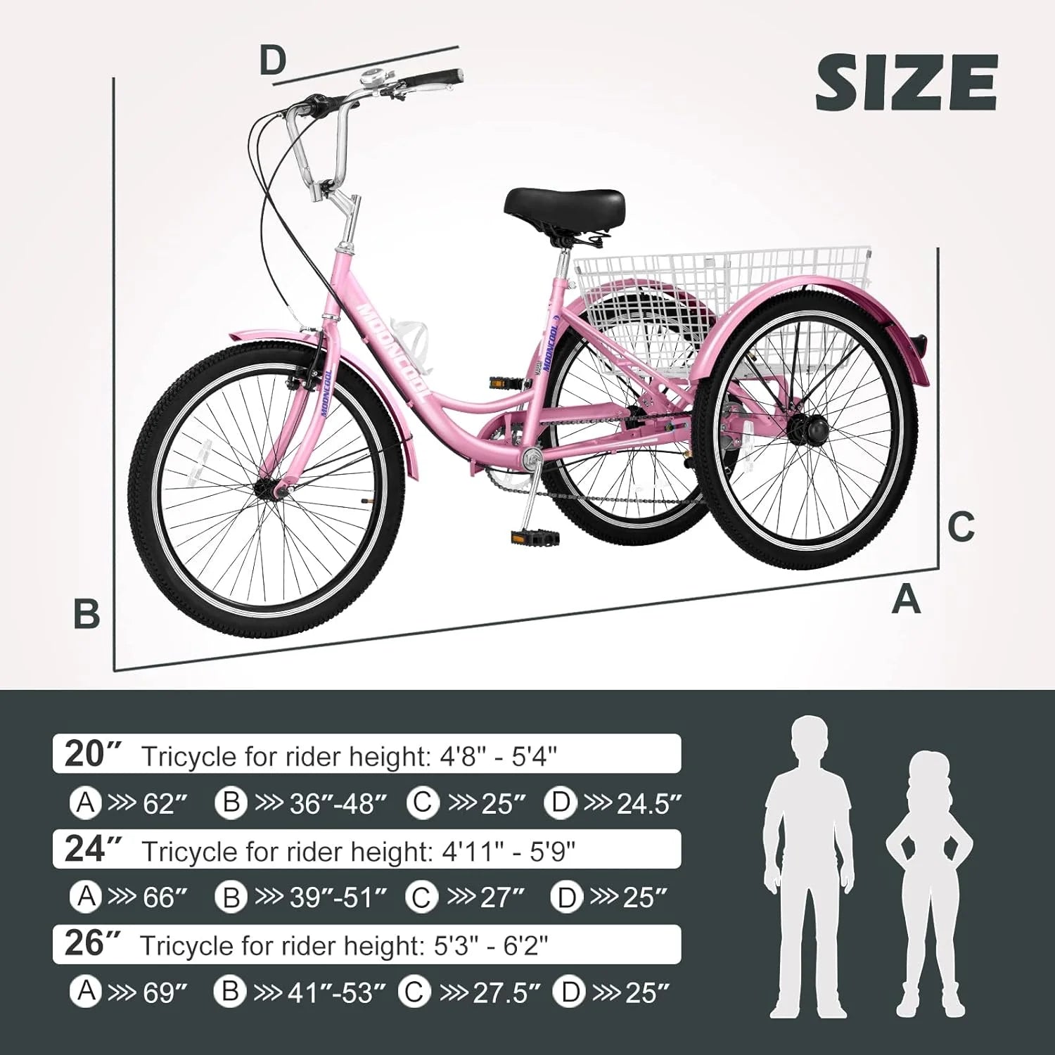 FICISOG 7 Speed Adult Tricycle for Women, 20/24/26 in Adult Trike with Basket - Product image 16