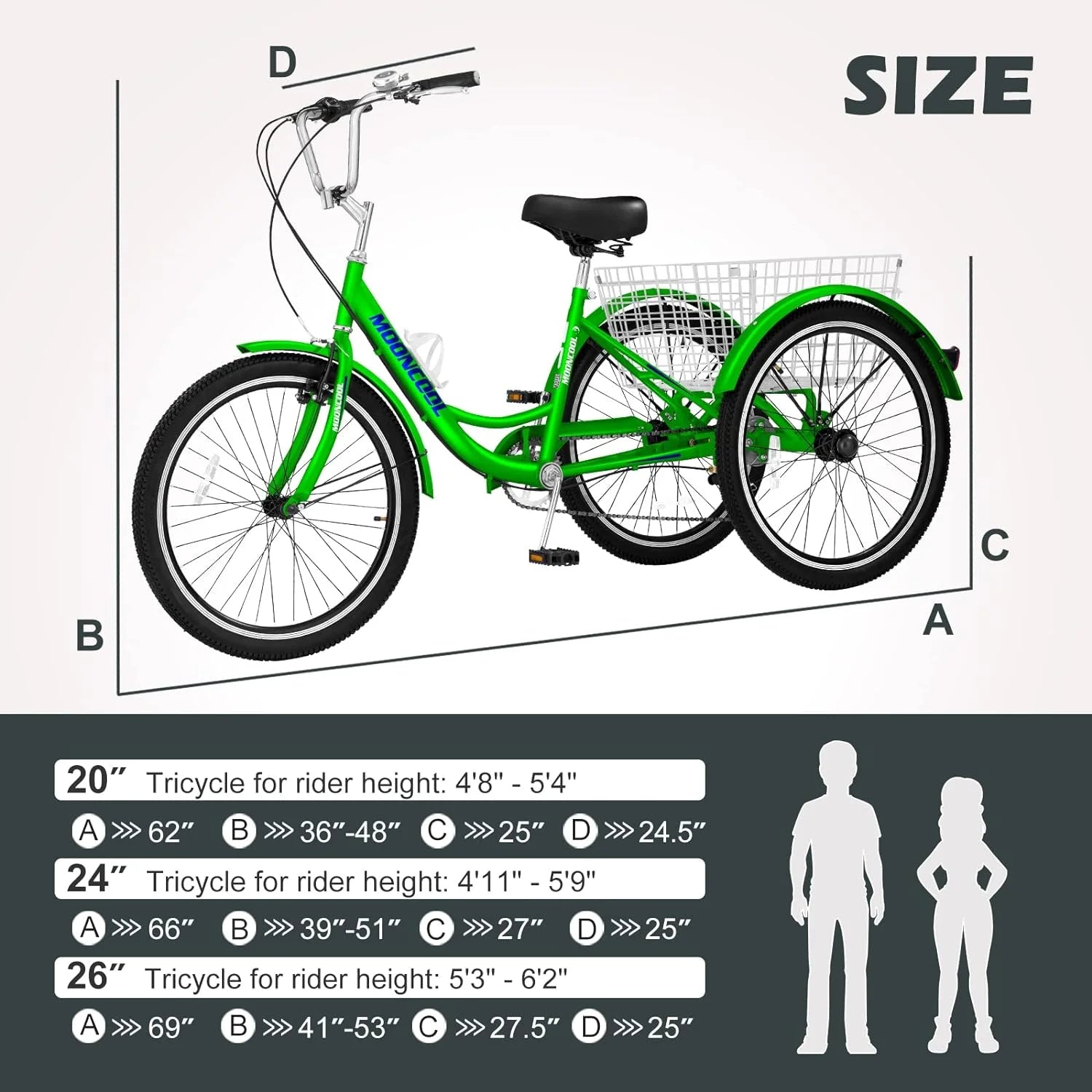 FICISOG 7 Speed Adult Tricycle for Women, 20/24/26 in Adult Trike with Basket - Product image 76