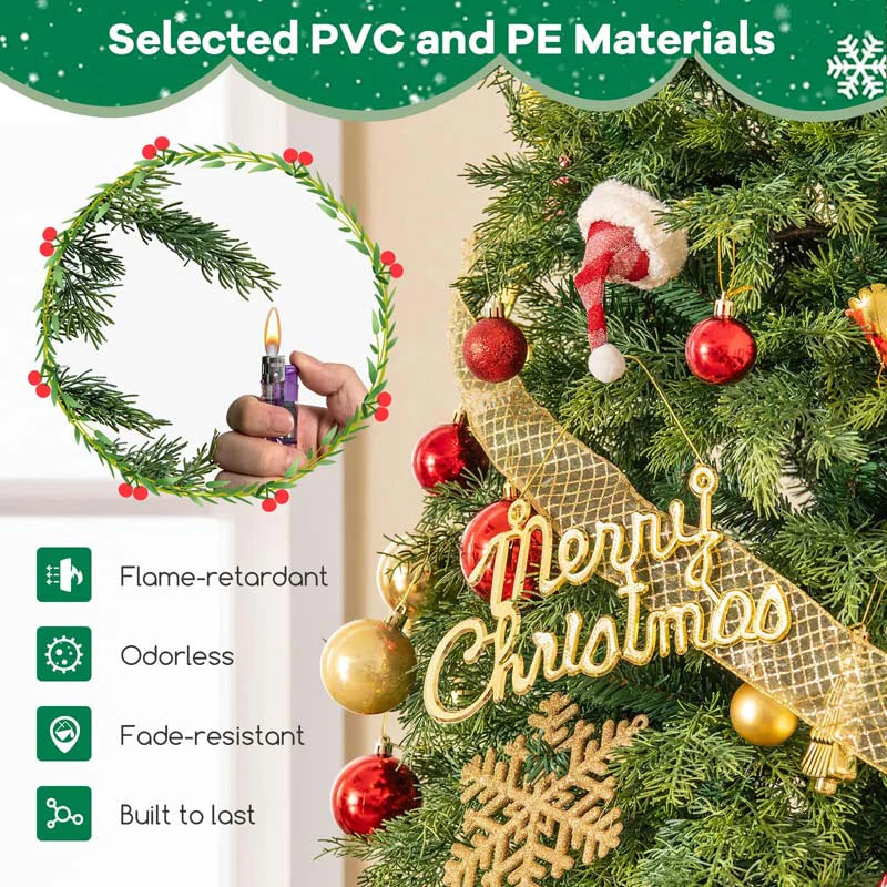 6/7.5 FT Pre-Lit Artificial Christmas Tree, PE/PVC Mixed Tips, Hinged Xmas Tree with Remote - Product image 6