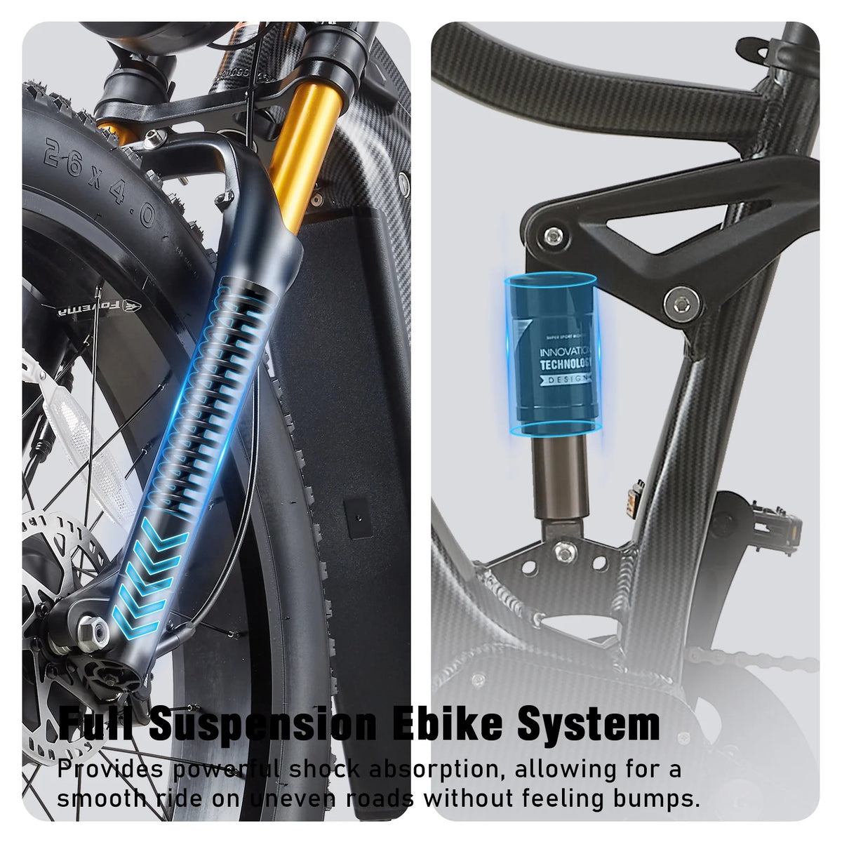 Dual Motors AWD 2000W Electric Bike for Adult 26'', UL2849 48V 60AH Removable Battery E - Product image 12