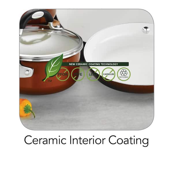 Style Ceramica 10-Piece Aluminum Ceramic Nonstick Cookware Set in Metallic Copper - Product image 4