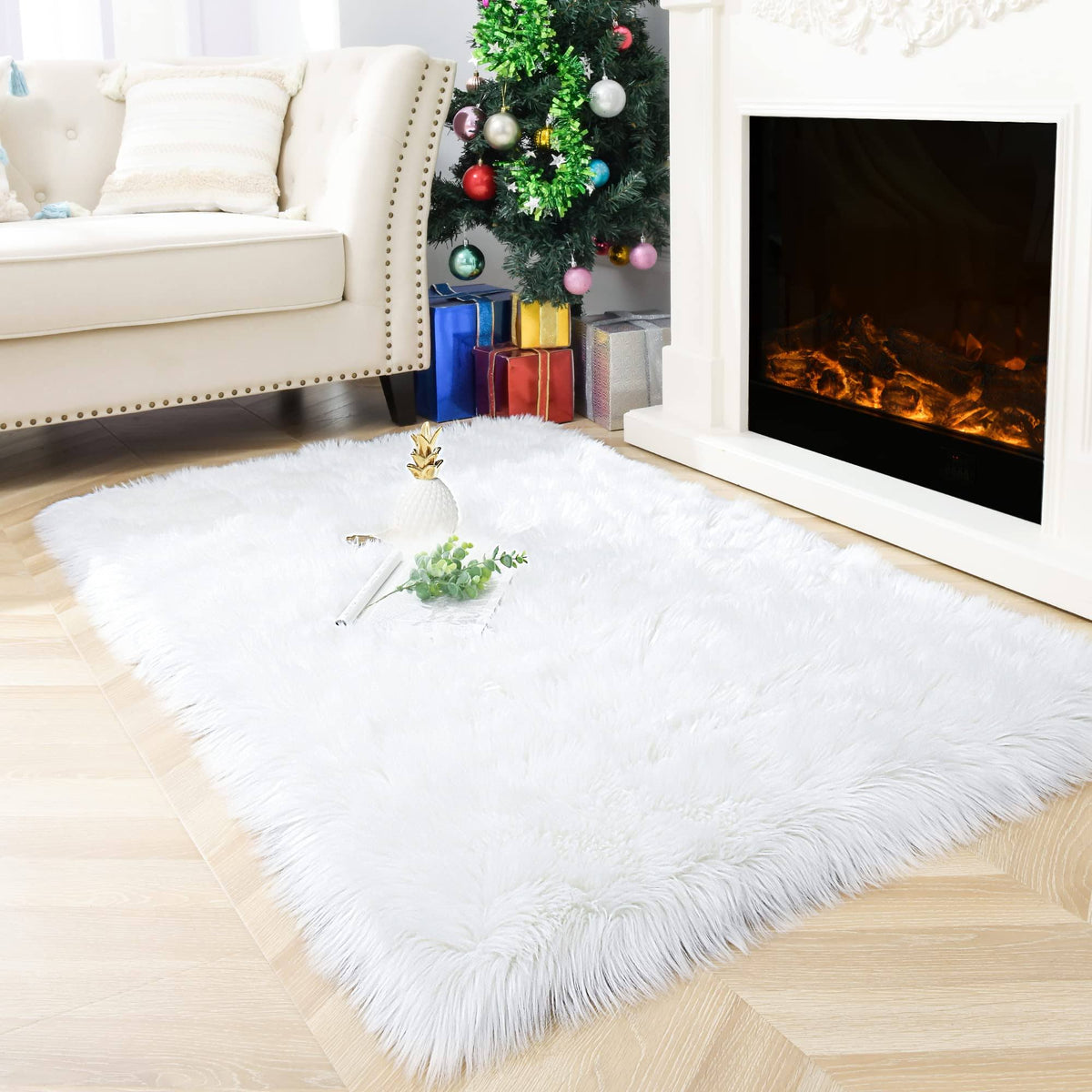 Noahas Luxury Fluffy Rugs Bedroom Furry Carpet Bedside Sheepskin Area Rugs Children Play Princess Room - Product image 1