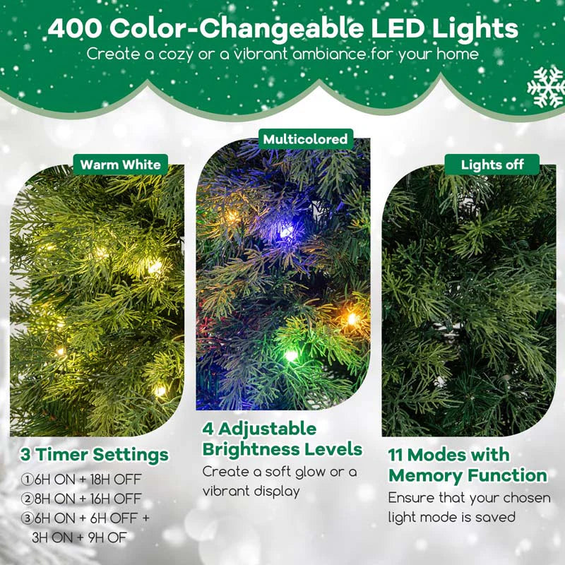 6/7.5 FT Pre-Lit Artificial Christmas Tree, PE/PVC Mixed Tips, Hinged Xmas Tree with Remote - Product image 5