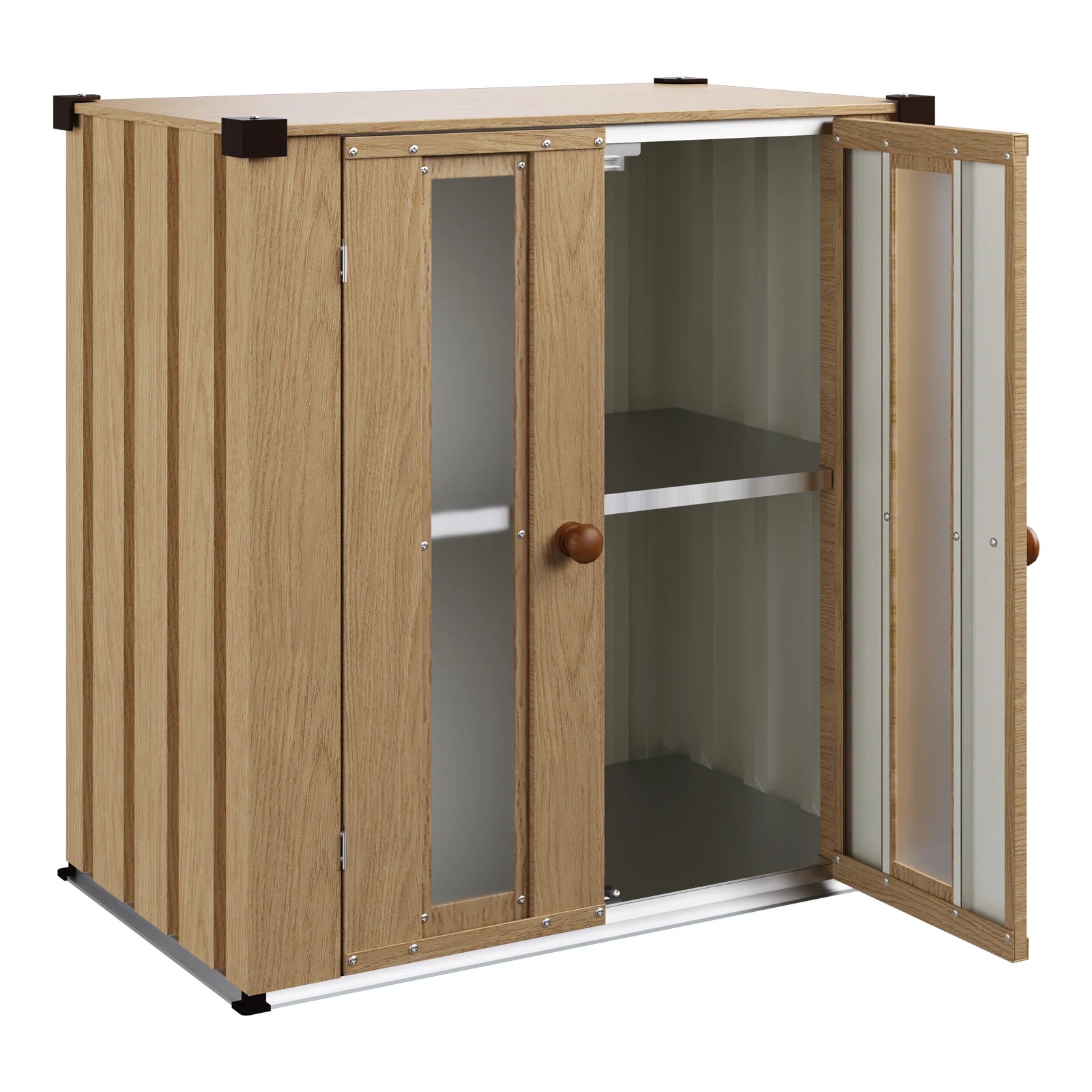 AECOJOY Small Outdoor Storage Cabinet Waterproof with Shelves, Vertical Garden Storage Sheds