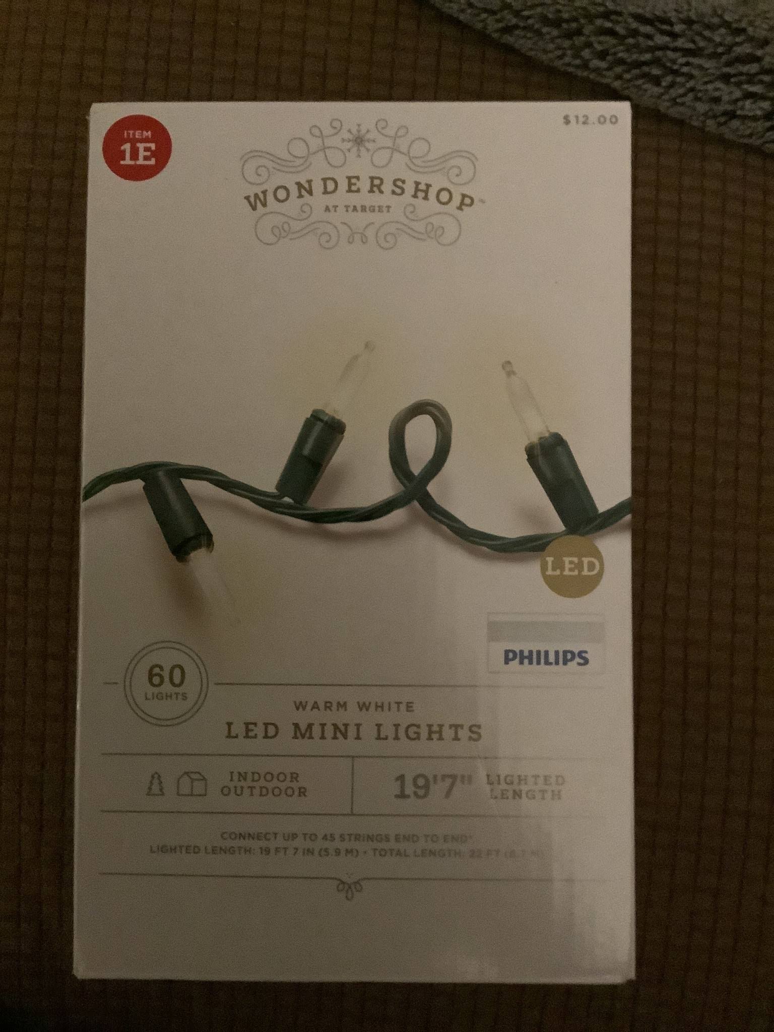 Wondershop 60ct LED Smooth Mini Christmas String Lights Warm White with Green Wire - Product image 1
