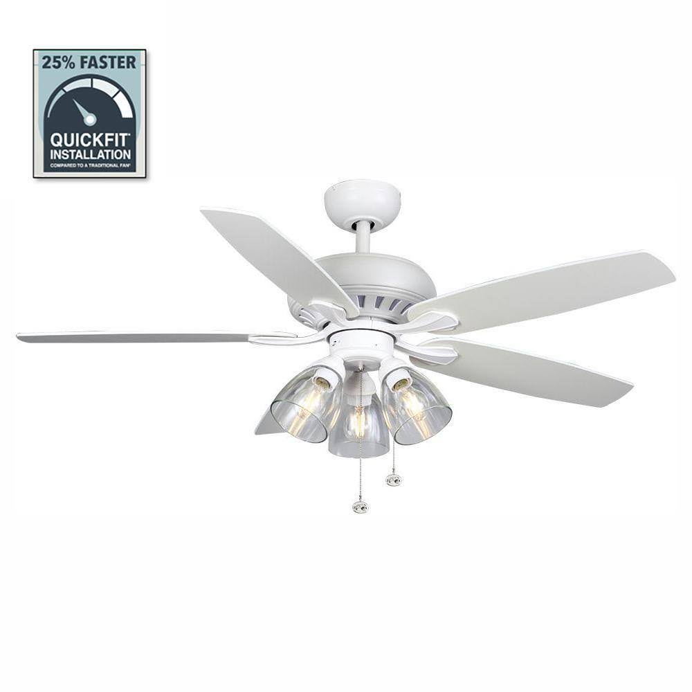 Hampton Bay Rockport 52 in. Matte White Ceiling Fan with LED Light Kit - Product image 1