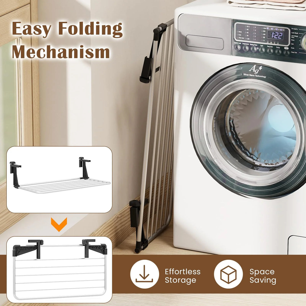 Tangkula Portable Clothes Drying Rack - Extendable Radiator Clothes Airer with Robust Aluminum Frame for - Product image 7