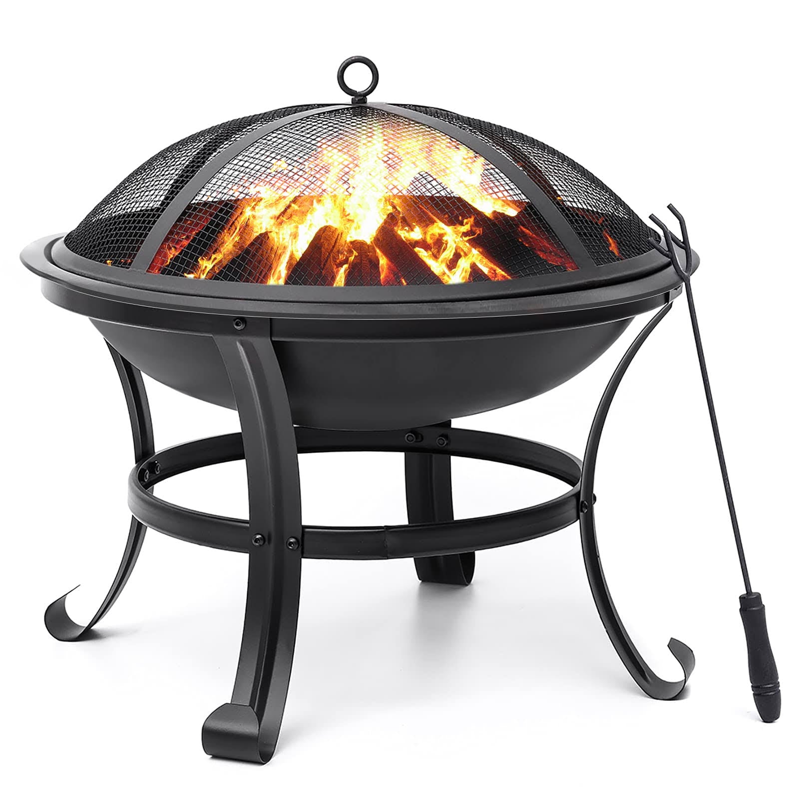 Singlyfire 22 inch Fire Pit for Outside Outdoor Wood Burning Small Bonfire Pit Steel Firepit Bowl for Patio - Product image 1