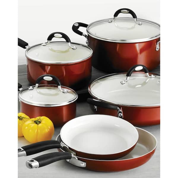 Style Ceramica 10-Piece Aluminum Ceramic Nonstick Cookware Set in Metallic Copper - Product image 1