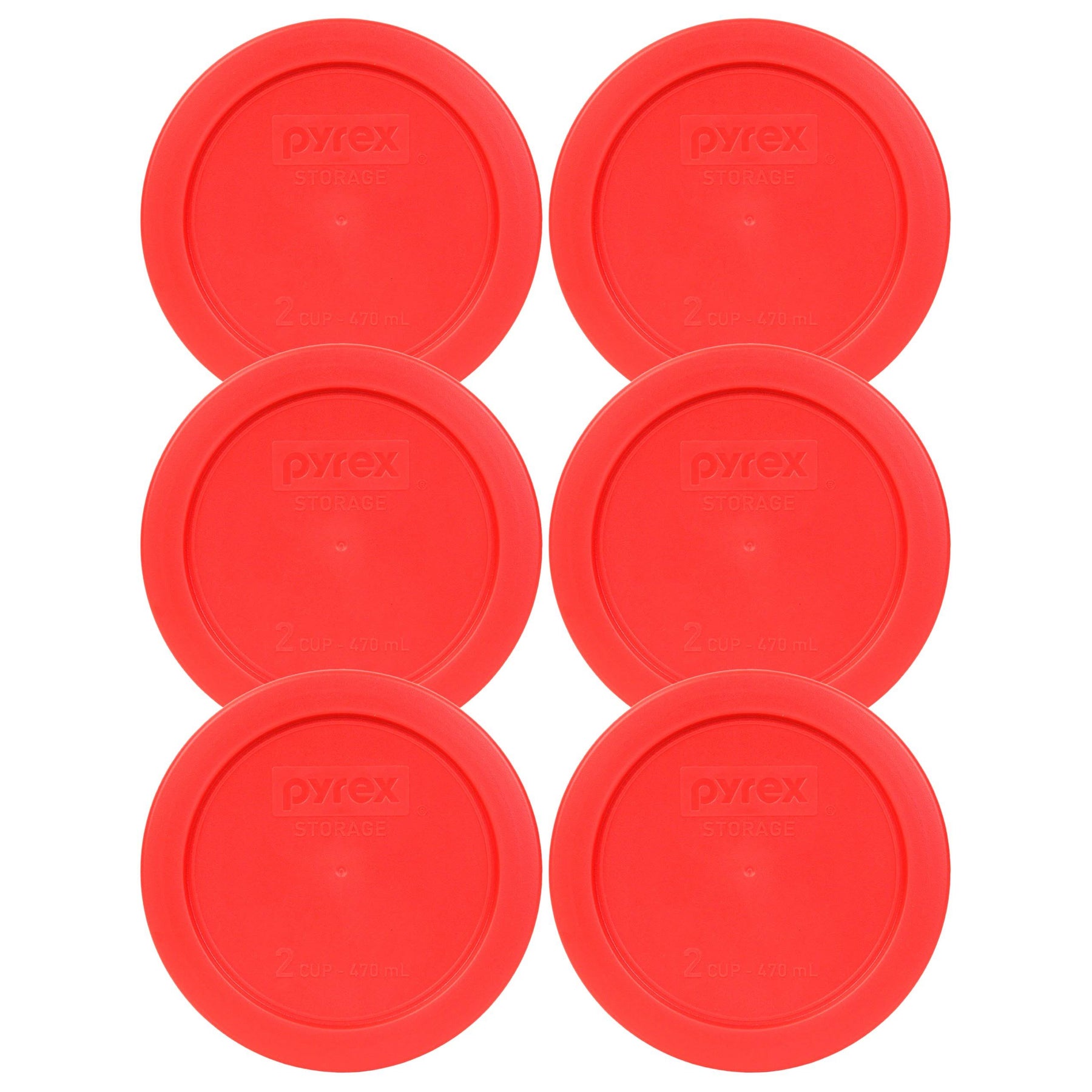 Pyrex 7200-PC Red Round 2 Cup Storage Lid for Glass Bowl (6, Red) - Product image 1