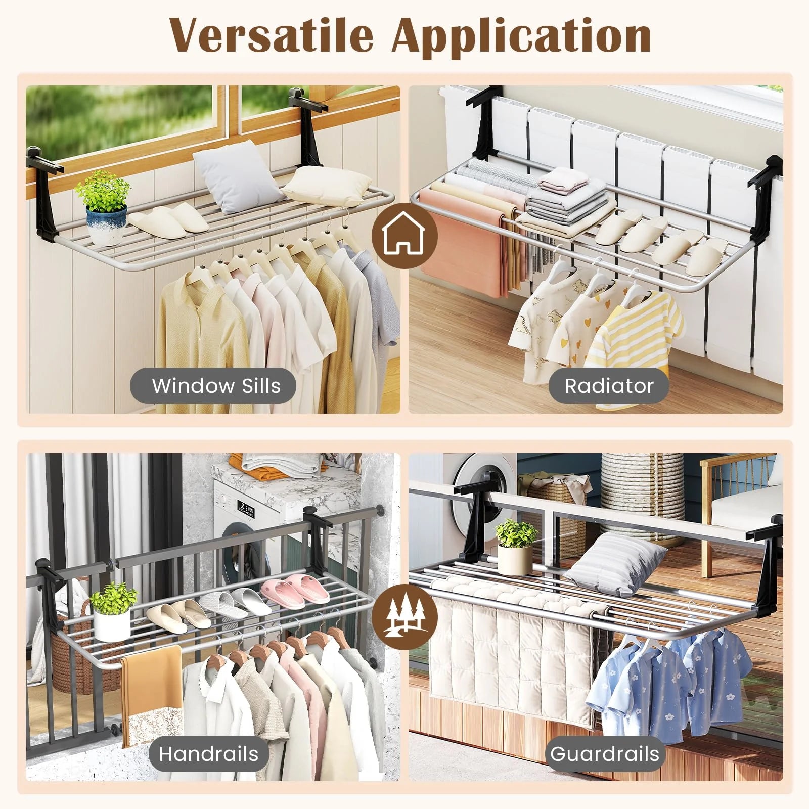 Tangkula Portable Clothes Drying Rack - Extendable Radiator Clothes Airer with Robust Aluminum Frame for - Product image 8