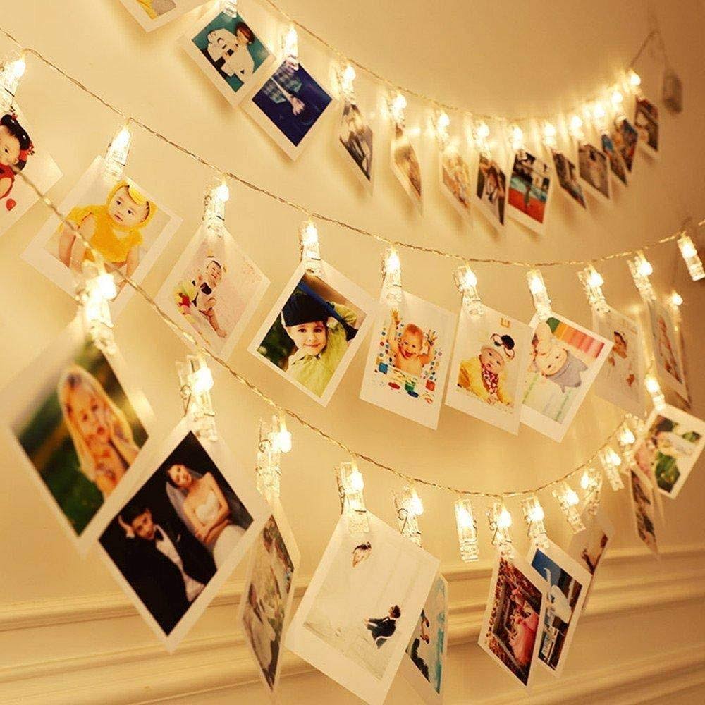 Dopheuor LED Photo Clip Copper String Lights Starry Fairy Warm White Lights Battery Powered for Hang - Product image 1
