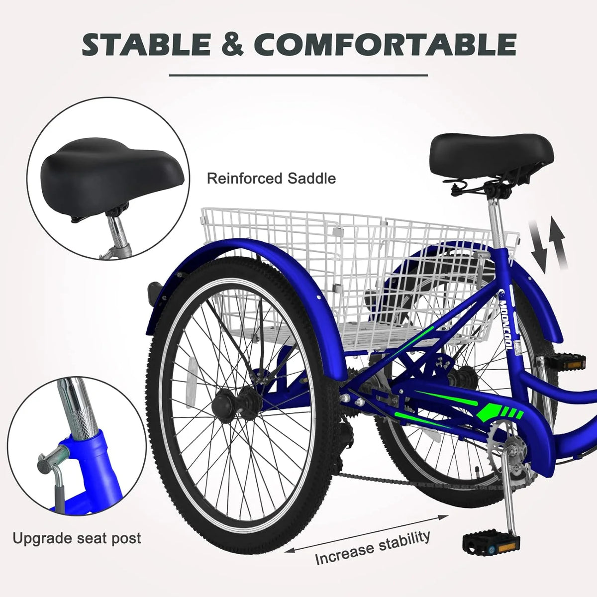 FICISOG 7 Speed Adult Tricycle for Women, 20/24/26 in Adult Trike with Basket - Product image 35